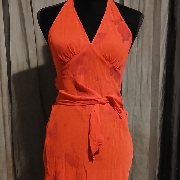 SIZE XS: Vintage Silk Victoria's Secret Halter Slip Gown - Picture 2 of 16